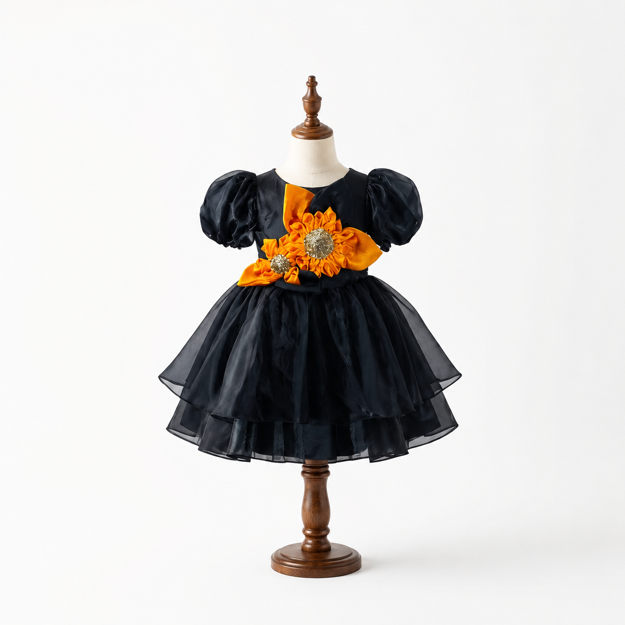 Black And Orange Sunflower Dress