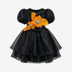 Black And Orange Sunflower Dress - view 3