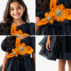 Black And Orange Sunflower Dress - view 4