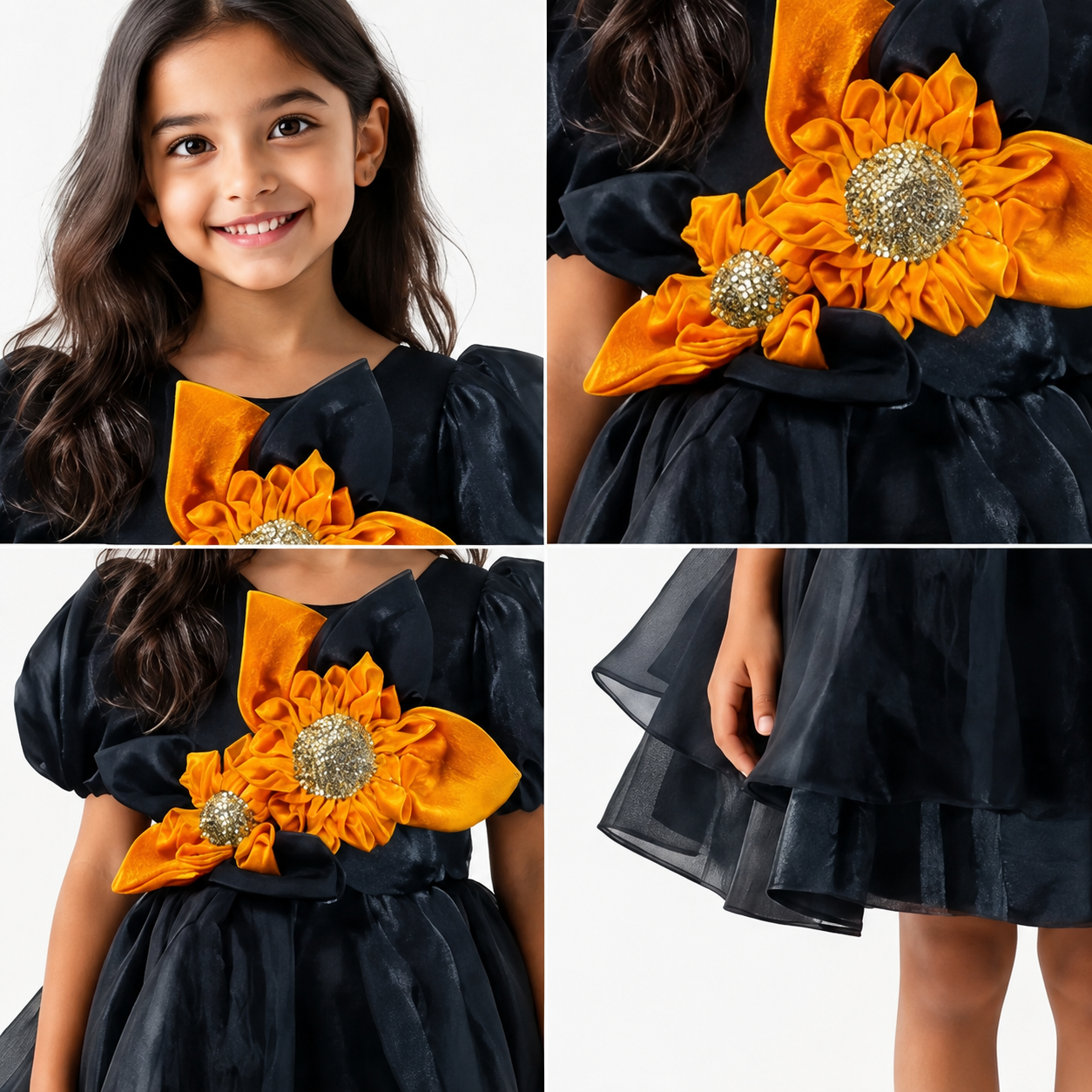Black And Orange Sunflower Dress - view 4