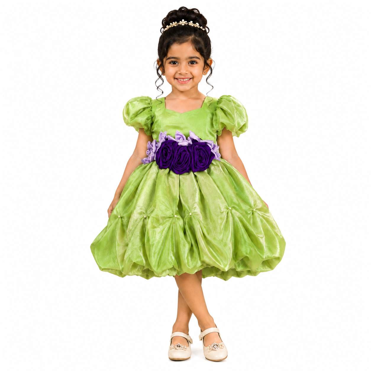 Green And Purple Bloom Dress
