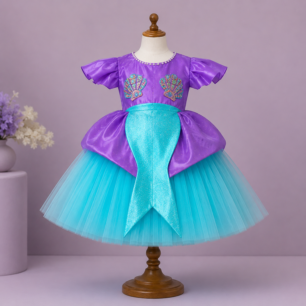 Mermaid Theme Frock With Detatchable Tail - view 3