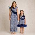 Royal Blue Swirl Mother-Daughter Dress Set