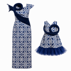 Royal Blue Swirl Mother-Daughter Dress Set - view 2