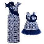Royal Blue Swirl Mother-Daughter Dress Set - view 3