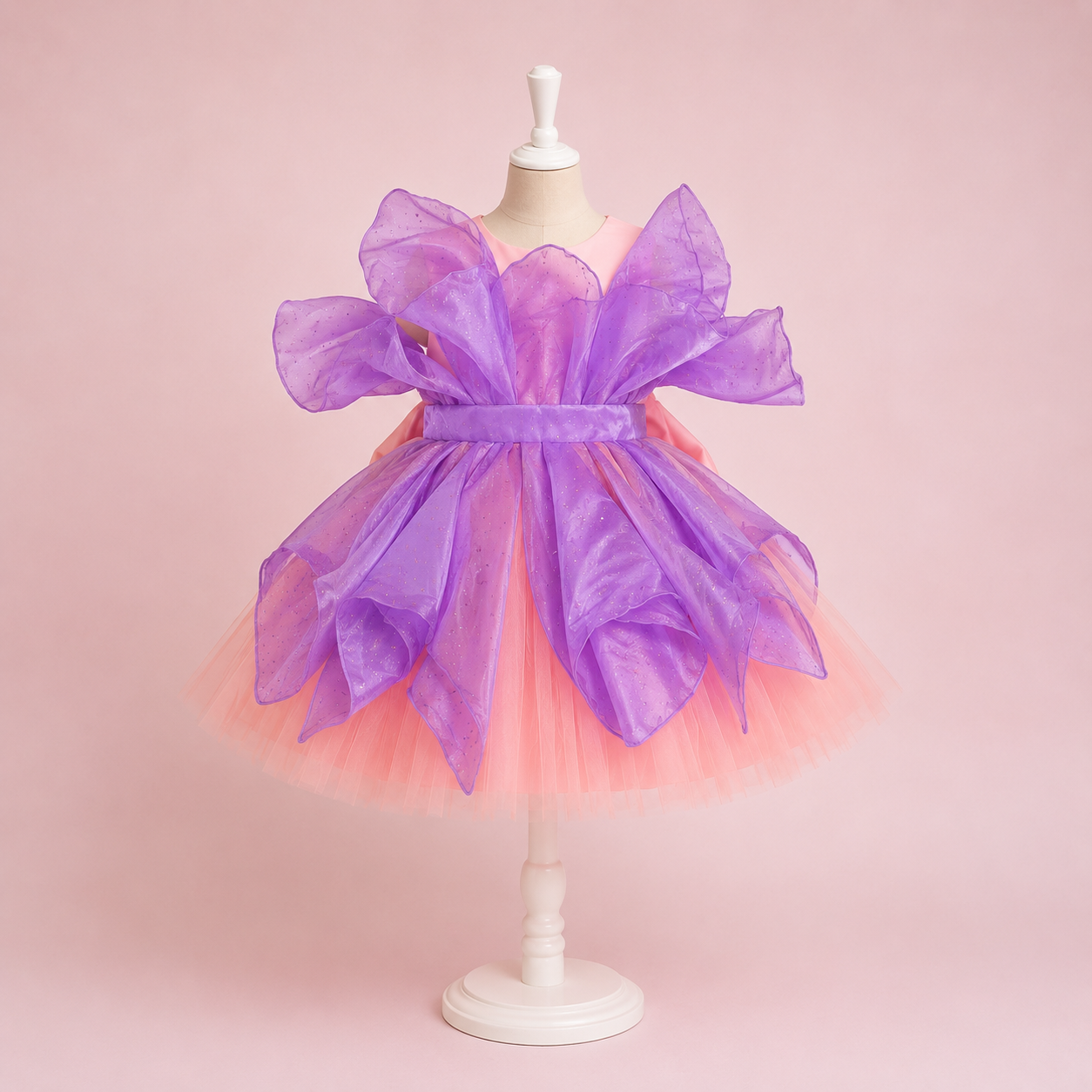 Peach Lavender Flutter Dress - view 3