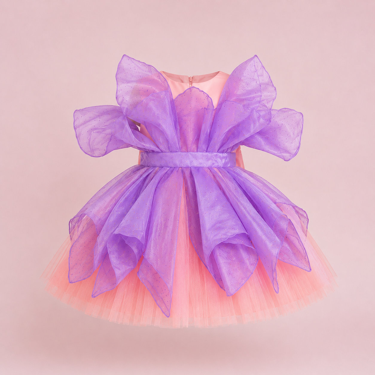 Peach Lavender Flutter Dress - view 4