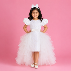 White Dress with Detatchable Ruffle Flare