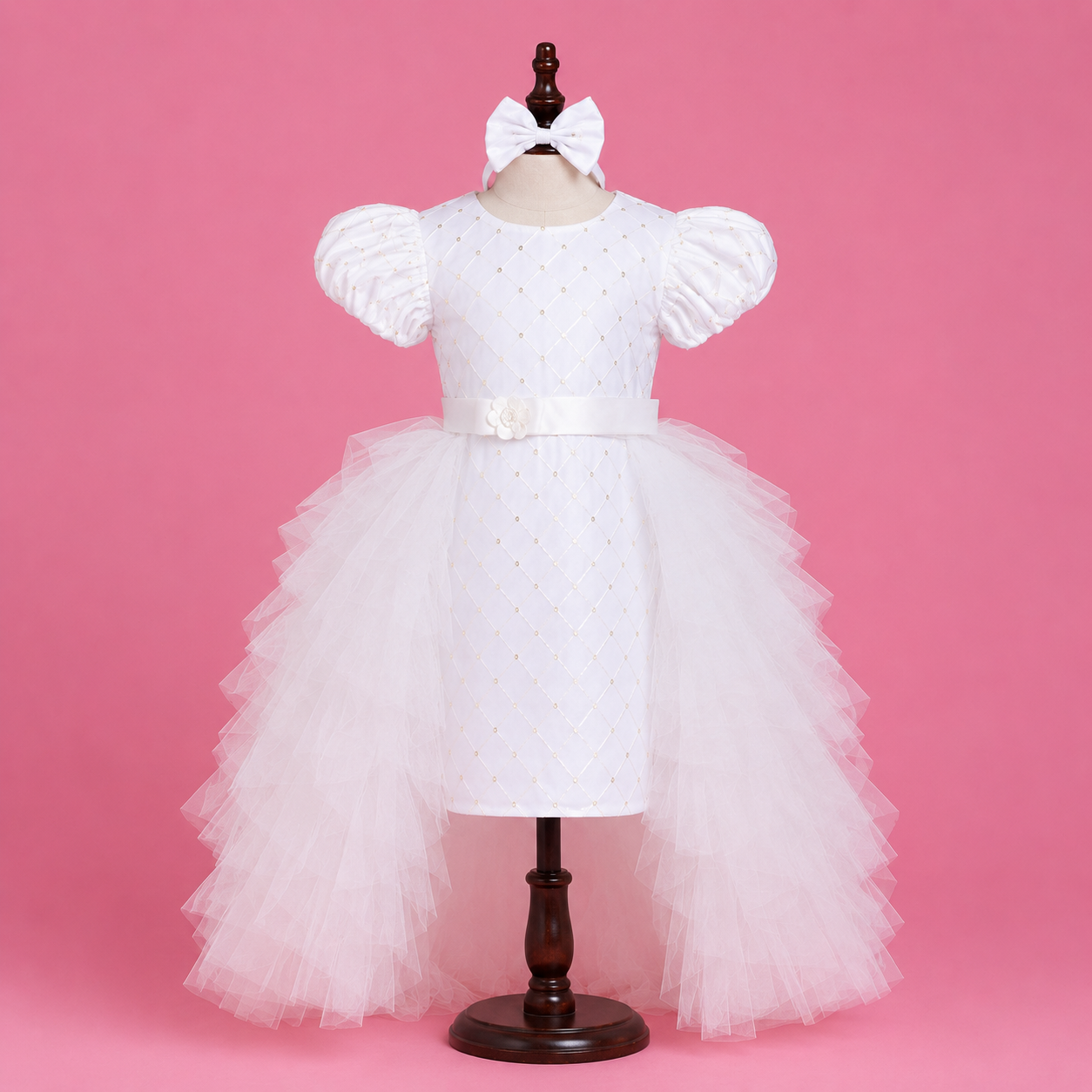White Dress with Detatchable Ruffle Flare - view 3