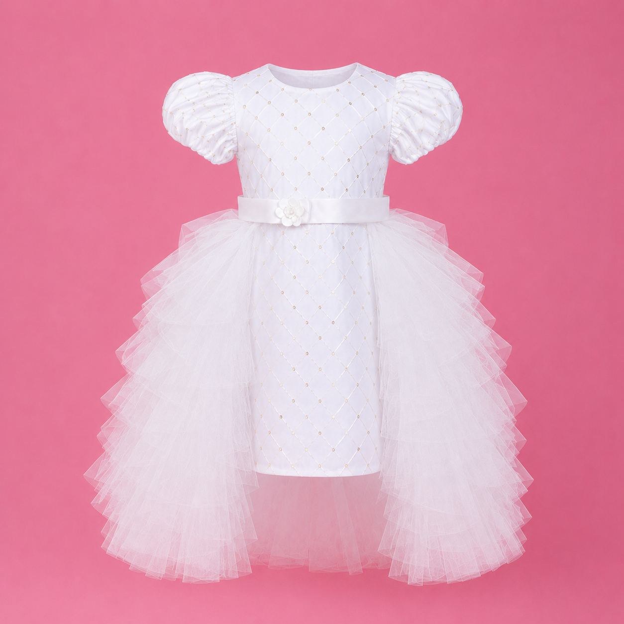 White Dress with Detatchable Ruffle Flare - view 4