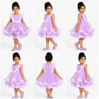 Lavender Ruffle Lace Party Dress