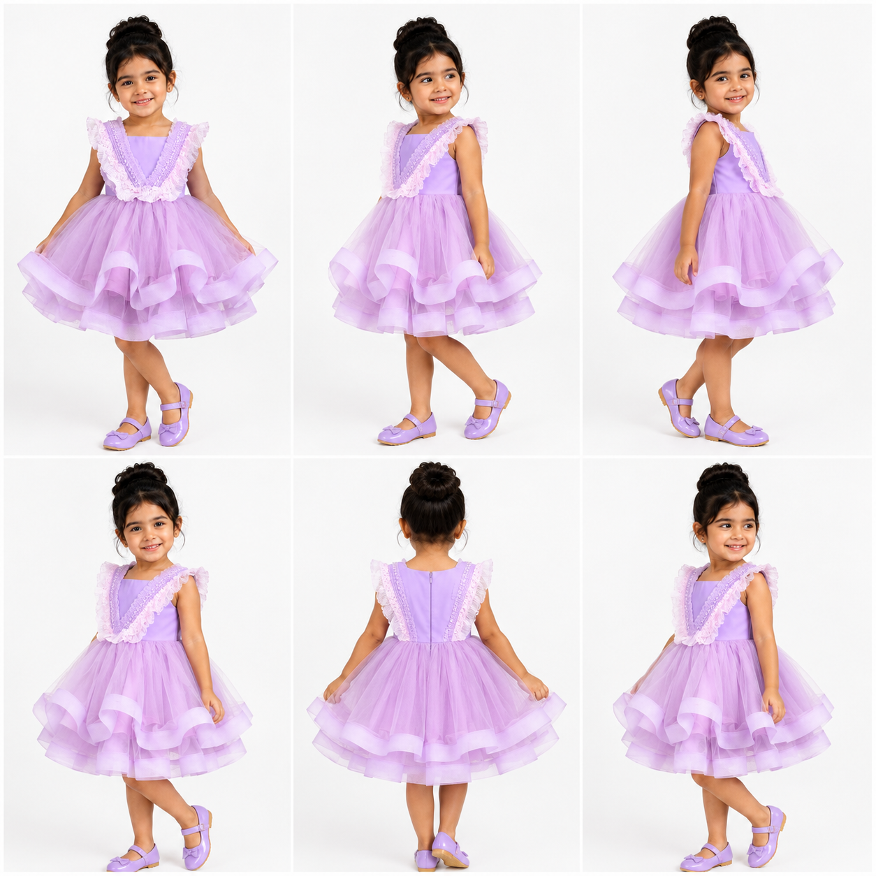 Lavender Ruffle Lace Party Dress