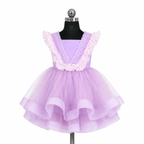 Lavender Ruffle Lace Party Dress - view 4