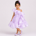 Lavender One Shoulder Cascade Dress