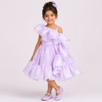 Lavender One Shoulder Cascade Dress