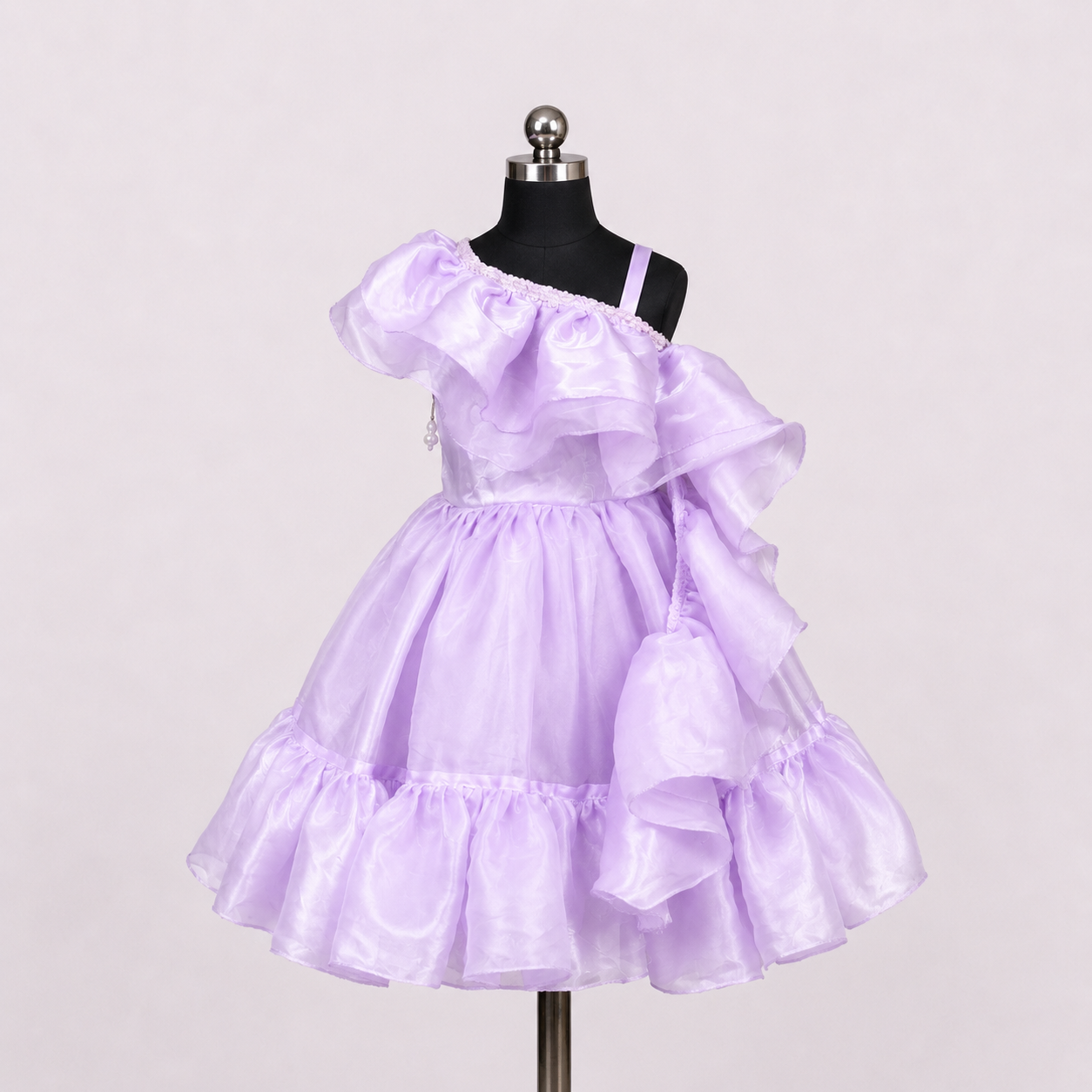 Lavender One Shoulder Cascade Dress - view 2