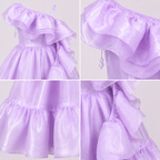 Lavender One Shoulder Cascade Dress - view 4
