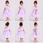 Lavender One Shoulder Cascade Dress - view 5