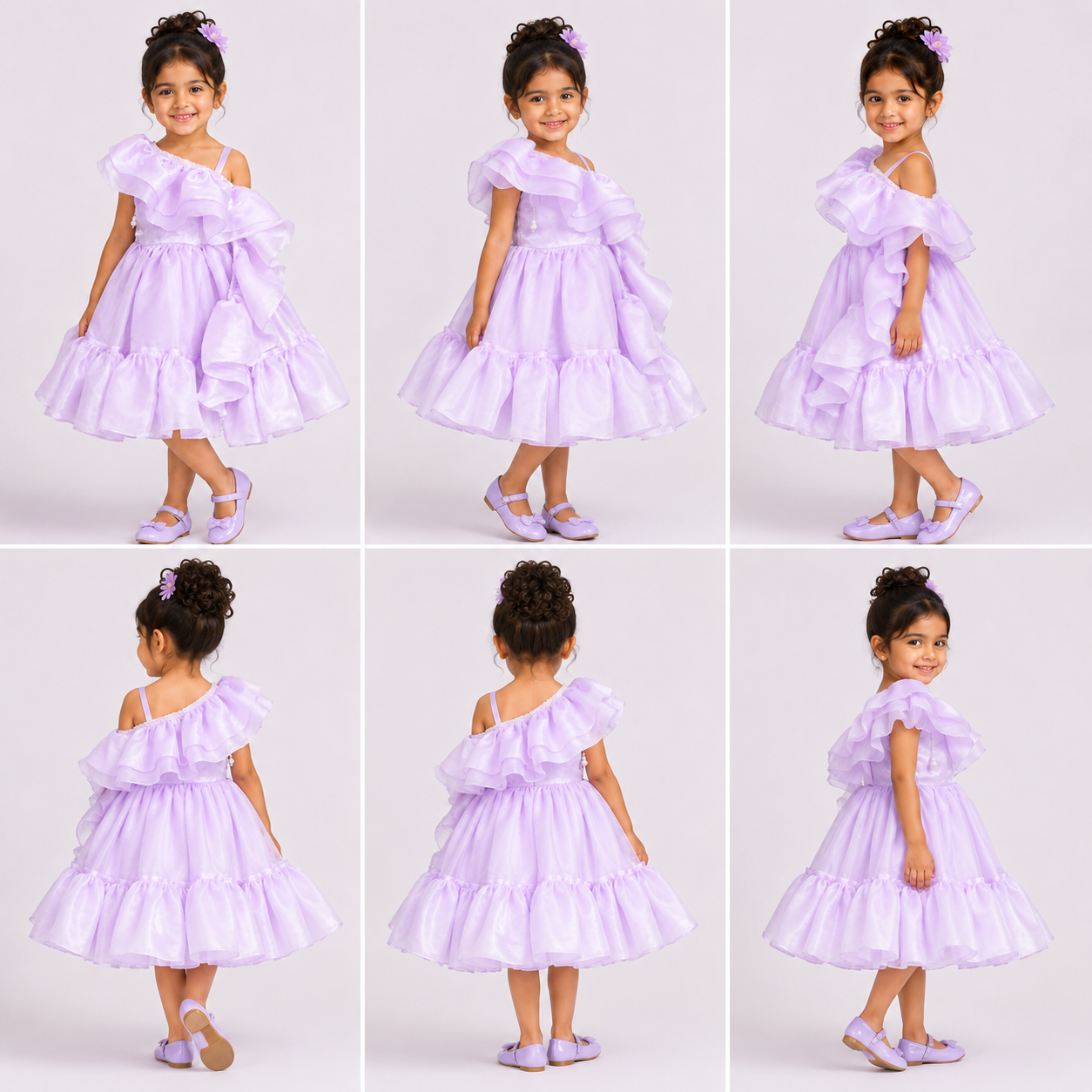 Lavender One Shoulder Cascade Dress - view 5