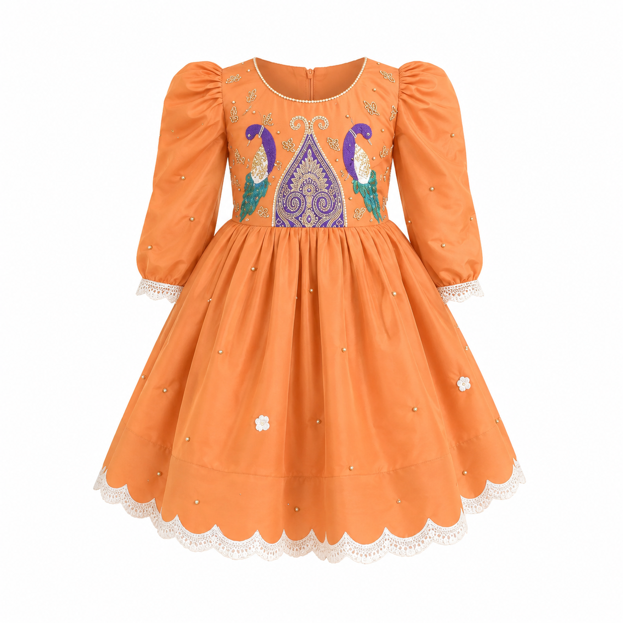 Burnt Orange Royal Peacock Dress - view 2