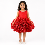 Ruby Red Ruffle Balloon Dress