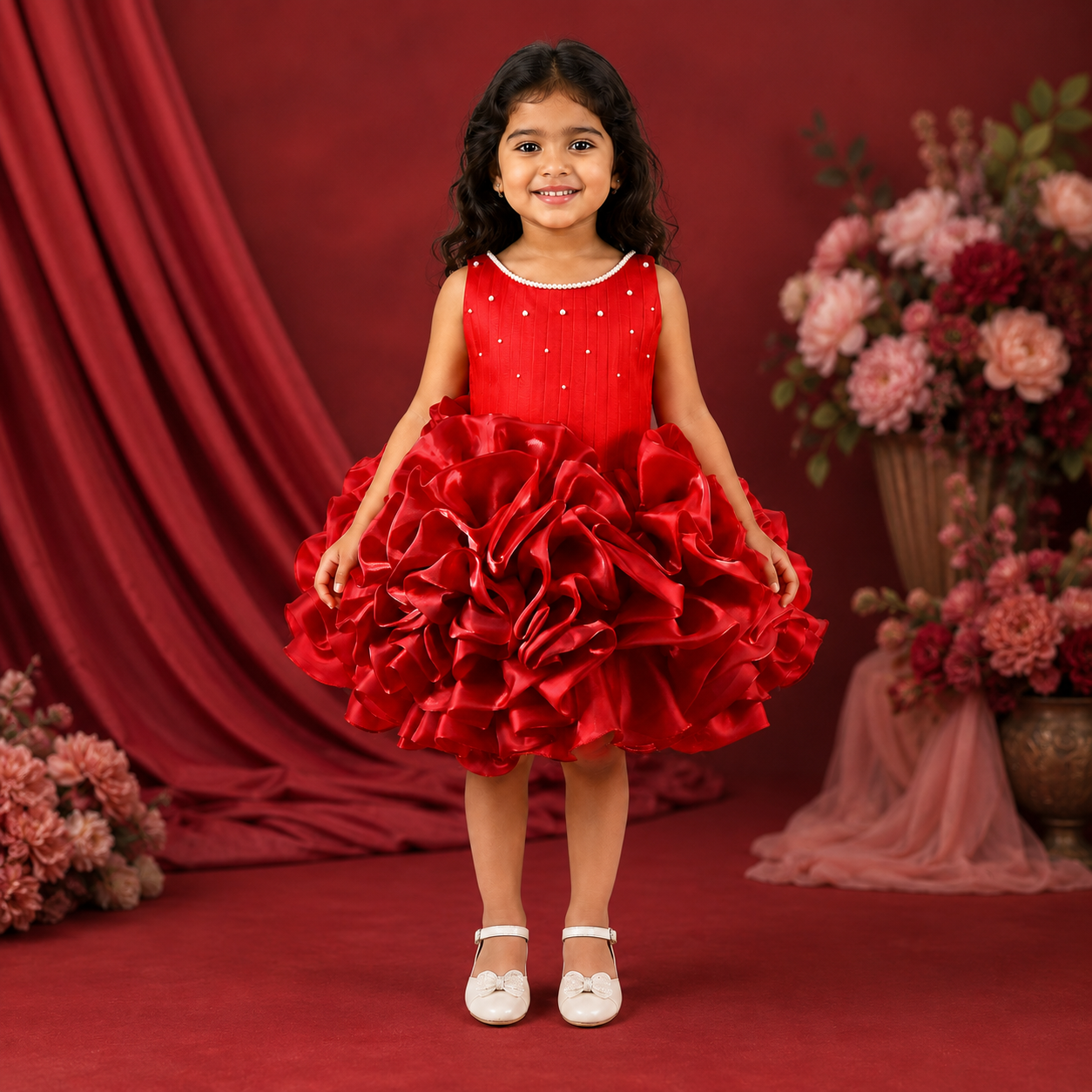 Ruby Red Ruffle Balloon Dress - view 5