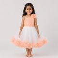 Peach White One Shoulder Tulle Dress