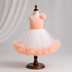 Peach White One Shoulder Tulle Dress - view 2