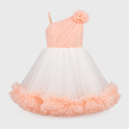 Peach White One Shoulder Tulle Dress - view 3