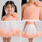 Peach White One Shoulder Tulle Dress - view 4