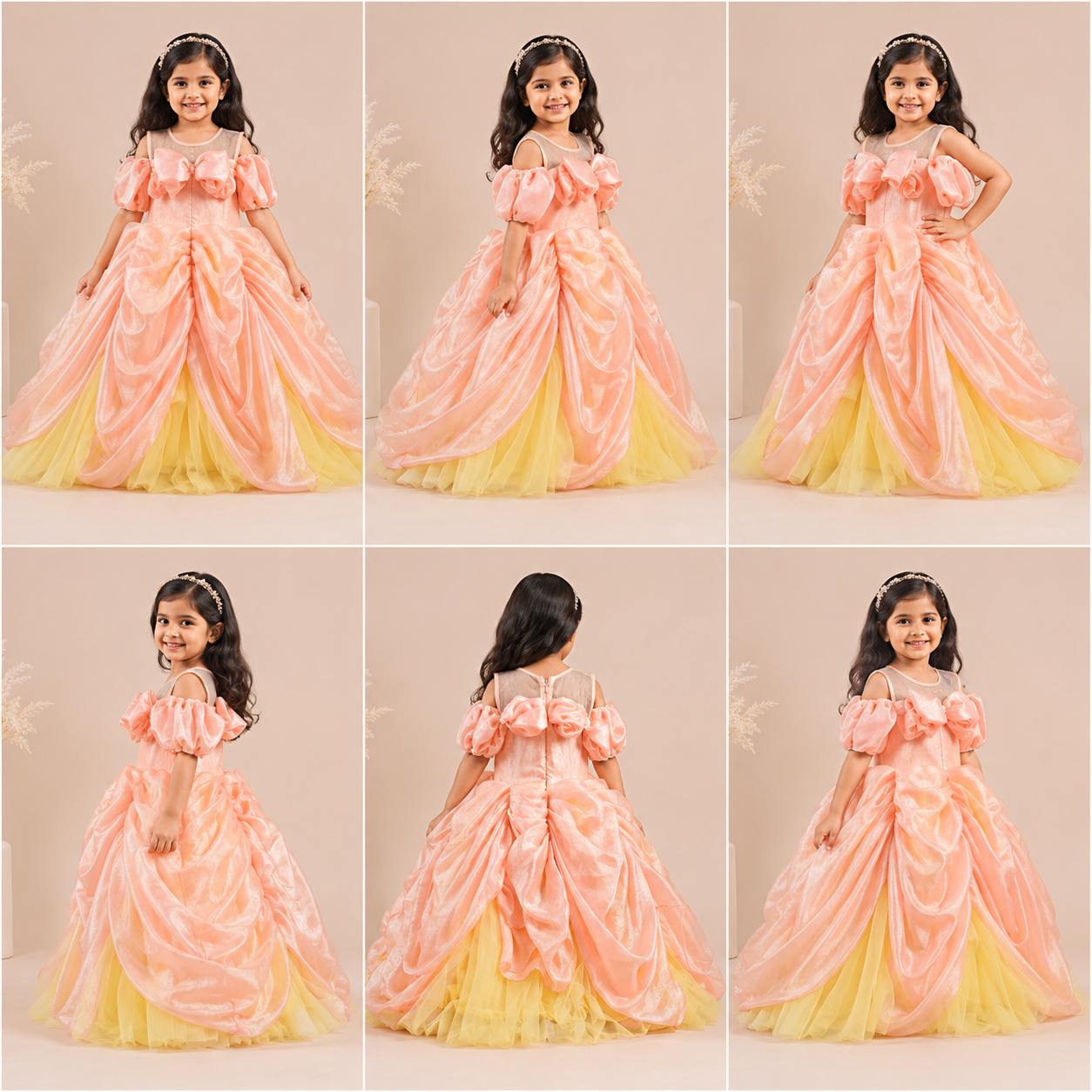 Peach and Yellow Princess Ball Gown - view 2
