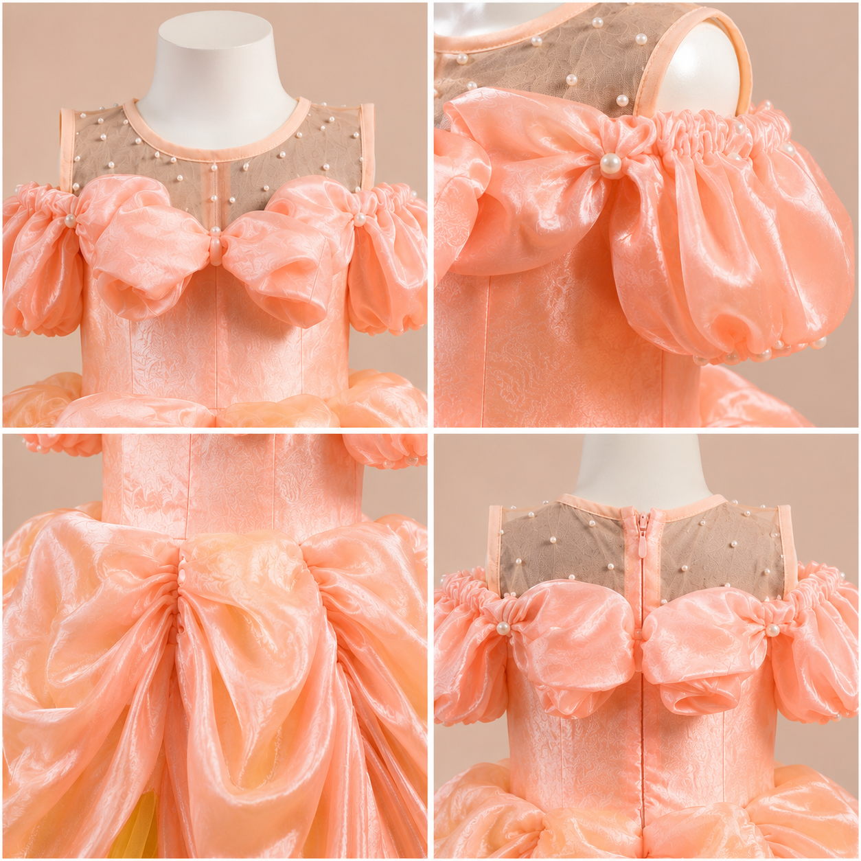 Peach and Yellow Princess Ball Gown - view 5