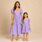 Lavender Puff Sleeve Twinning Set