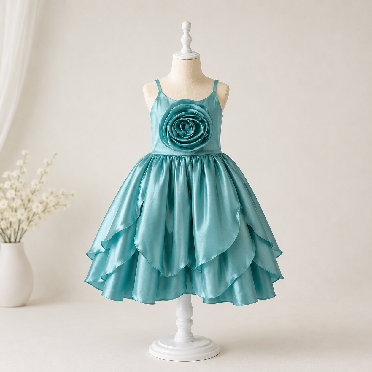 Teal Rose Bloom Dress - view 3
