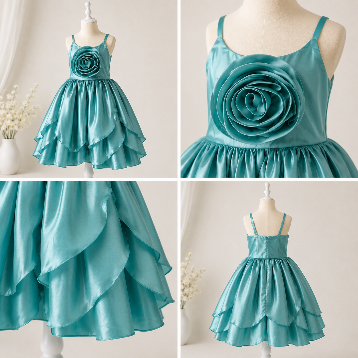 Teal Rose Bloom Dress - view 4