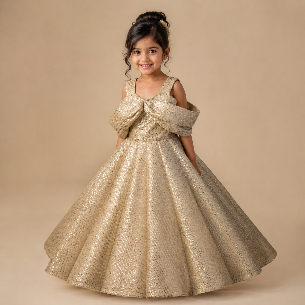 Gold Sequin Panel Gown