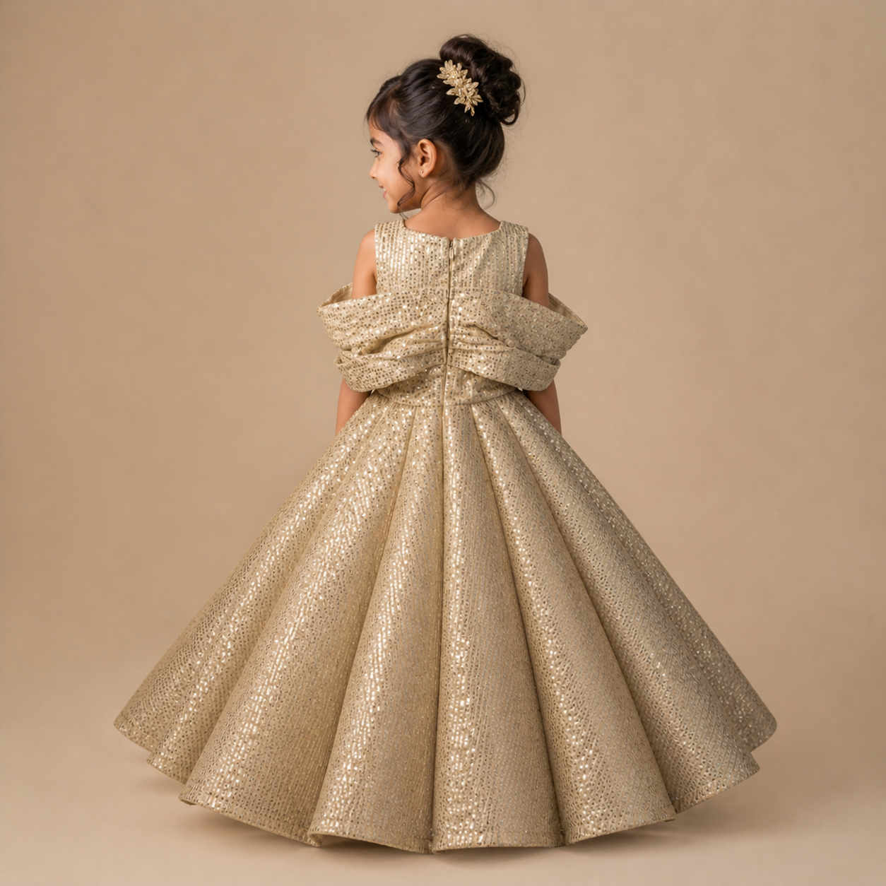 Gold Sequin Panel Gown - view 3