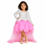 Silver Sequin and Pink Tulle Dress