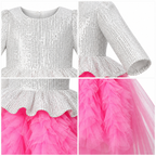 Silver Sequin and Pink Tulle Dress - view 3