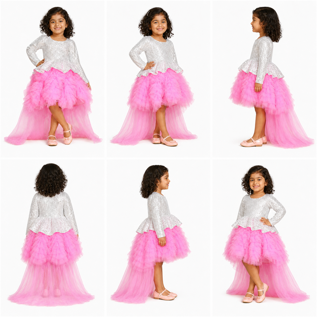 Silver Sequin and Pink Tulle Dress - view 4