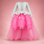 Silver Sequin and Pink Tulle Dress - view 5