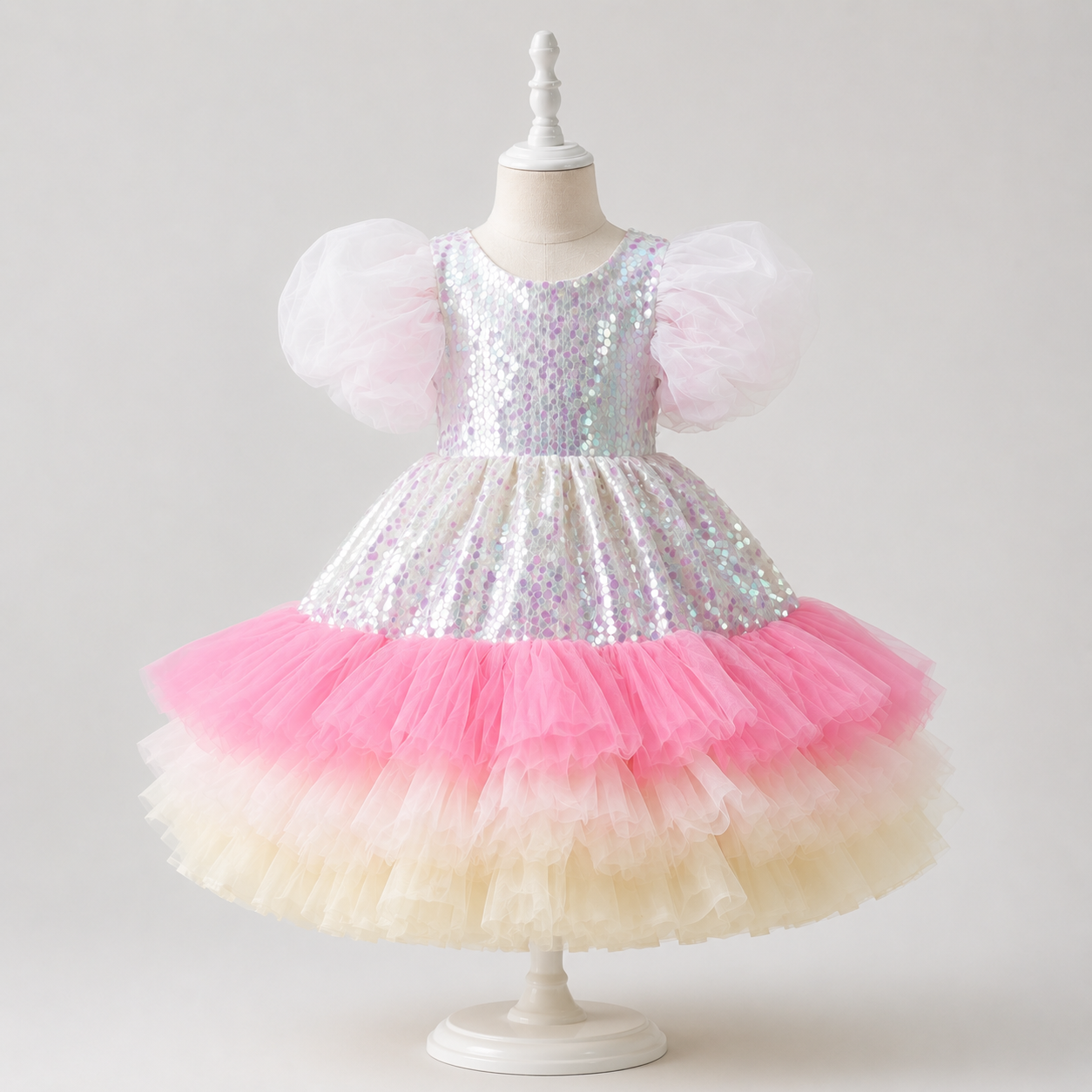 Rainbow Sequin Frill Gown - view 2