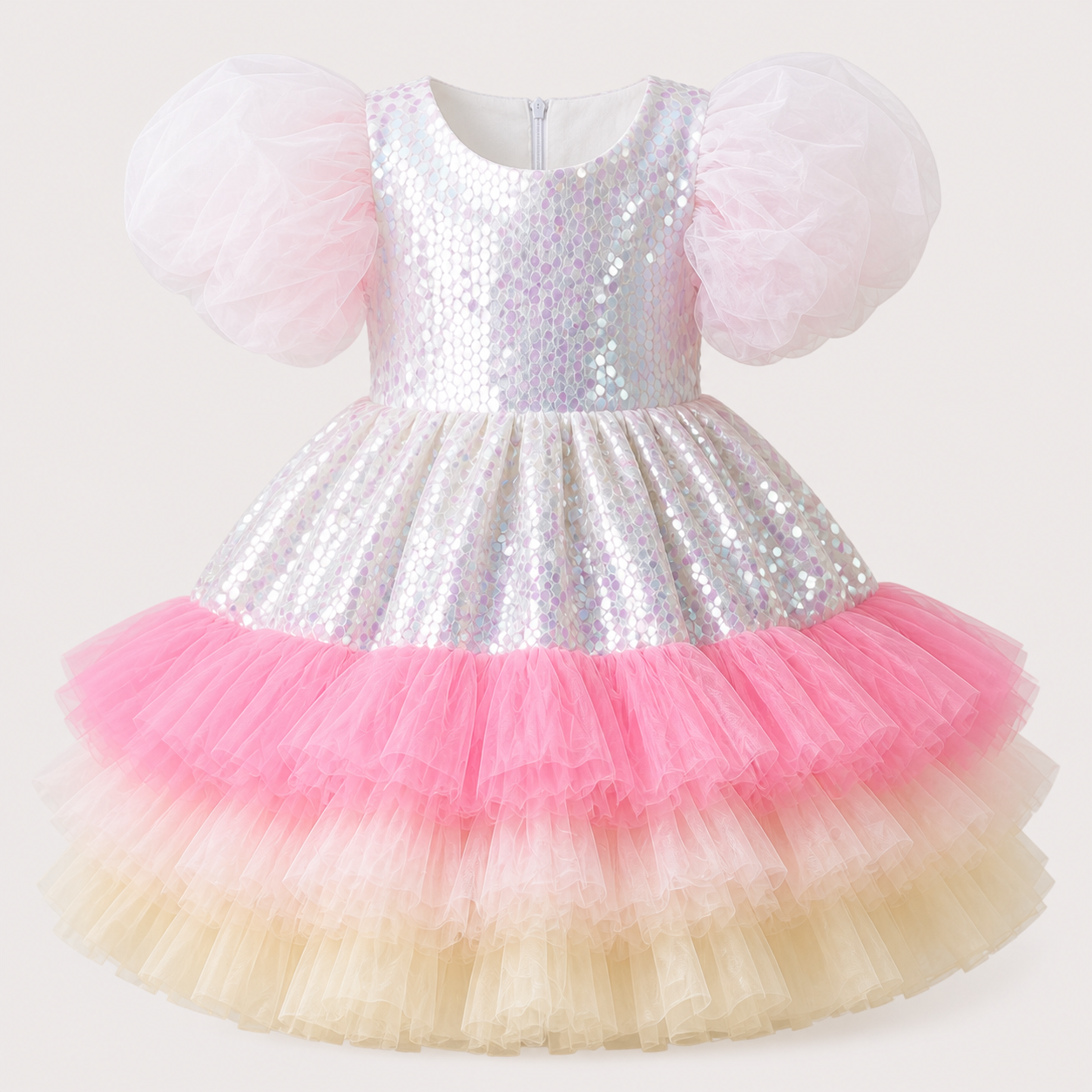 Rainbow Sequin Frill Gown - view 3