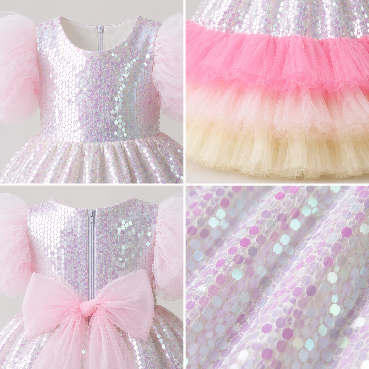 Rainbow Sequin Frill Gown - view 4