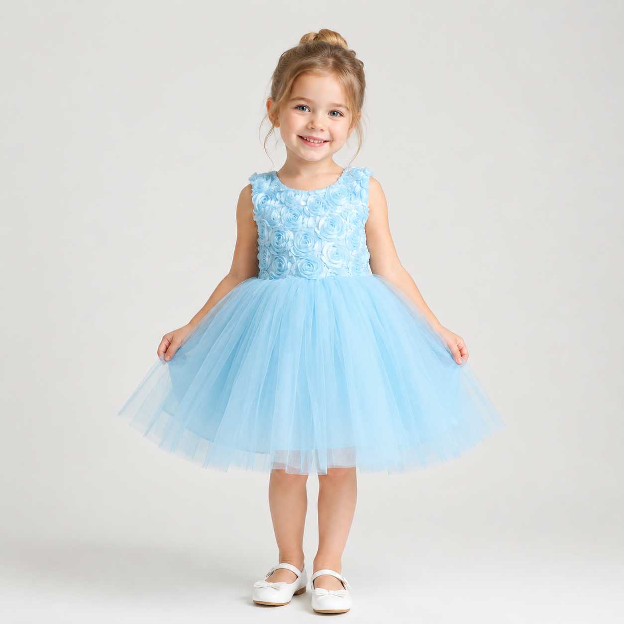 Powder Blue Rosette Tulle Dress