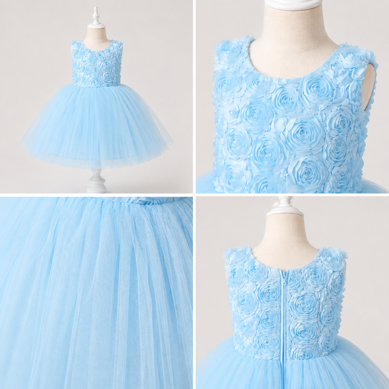 Powder Blue Rosette Tulle Dress - view 4
