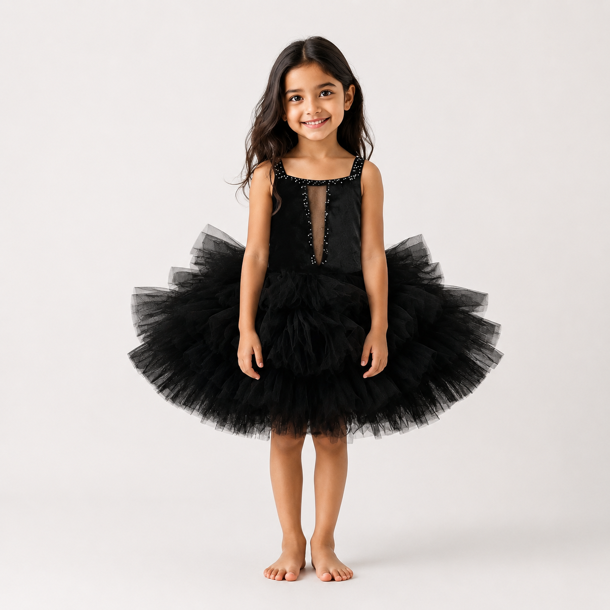 Black Couture Ruffle Party Dress