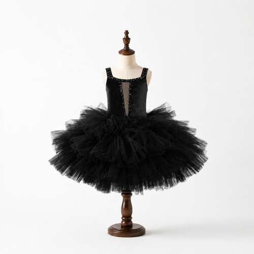 Black Couture Ruffle Party Dress - view 2
