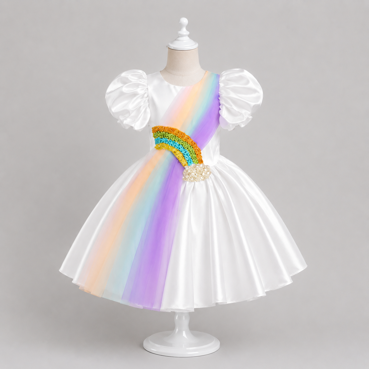 White Pearl Rainbow Dress - view 3
