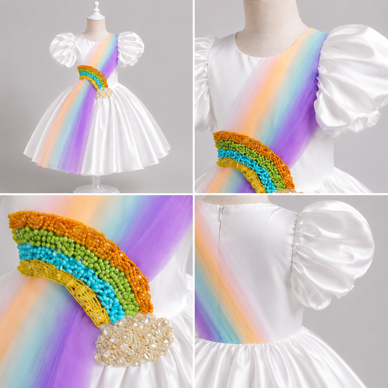 White Pearl Rainbow Dress - view 4
